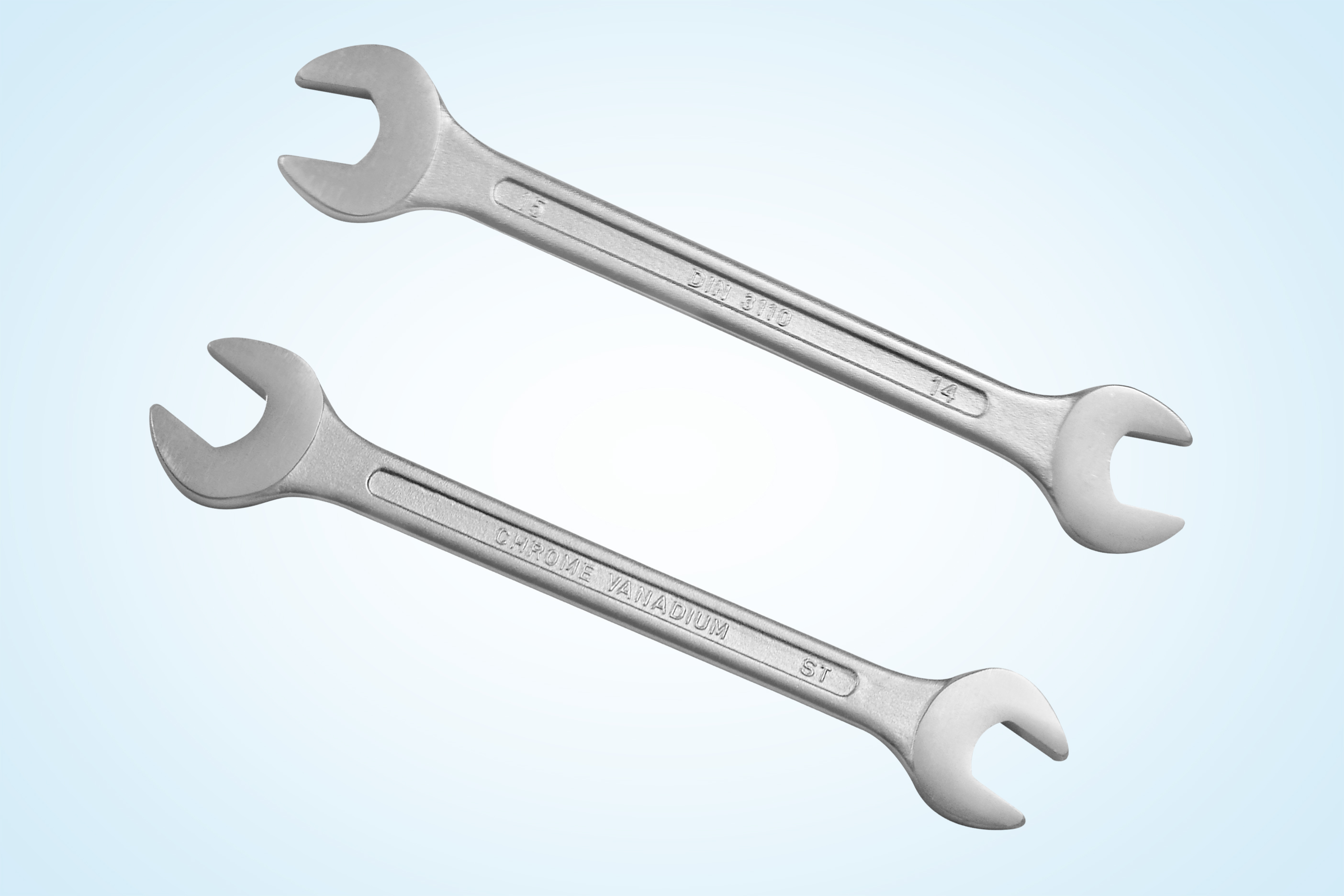 Double  Open End Spanner, Long Pattern Recessed Panel, Din3110